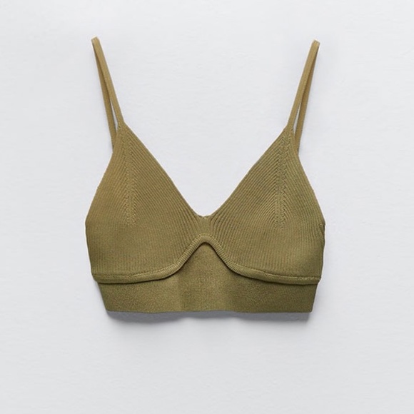 Zara Tops - Zara Ribbed Green Bralette